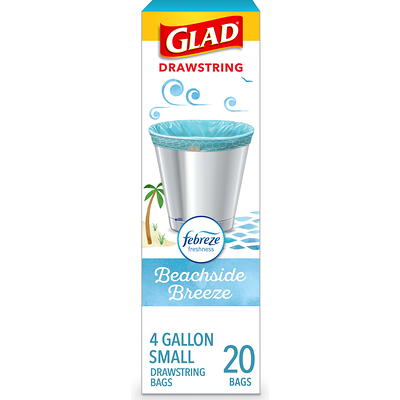 Glad Small Kitchen Drawstring 4 Gallon Trash Bags - Febreze Beachside  Breeze - 34ct : Target