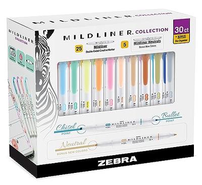 Zebra Pen Mildliner Brush Marker, Double Ended Brush and Fine Tip Pen,  Assorted Soft Colors, 10 Pack