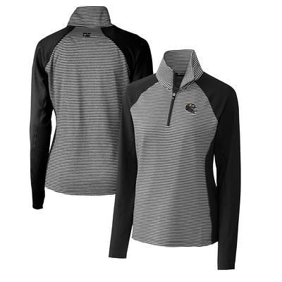 Men's Cutter & Buck White Jacksonville Jaguars Helmet Adapt Eco Knit Stretch Recycled Quarter-Zip Pullover Top