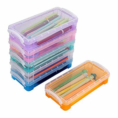 HZLHZYY 4 Pack Paint Brush Storage Case Plastic Long Pencil Box Ruler Case  Watercolor Brush Drawing Tools Storage Box Art Tools Box Container Case for  Art Crafts, Office Supplies, Makeup Items 