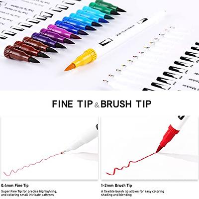 Eglyenlky Markers for Adult Coloring, 100 colors Dual Brush Pens Art  Coloring Pens with Fine Tip and Brush Tip for Adult Kids Drawing Lettering