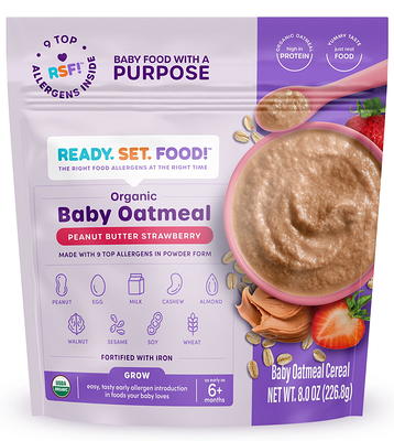 Ready Set Food | Early Allergen Introduction Mix-ins for Babies 4+ Mo |  Stage 1-30 Days | Top 3 Allergens - Organic Peanut Egg Milk | Safe Easy