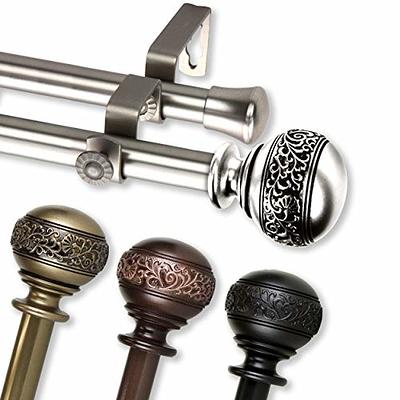 13/16 Dia Adjustable 48 to 84 Triple Curtain Rod in Satin Nickel with  London Finials