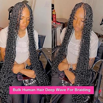 Bulk Human Hair For Braiding Deep Wave Curly Brazilian Virgin Human Hair  Bulk for Braiding No Weft Human Hair Bulk 14 Inch Micro Braiding Human Hair