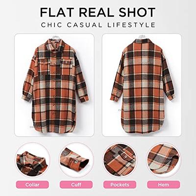  Women's Fashion Plaid Cropped Shacket Jacket Flannel Wool Blend  Long Sleeve Button Down Jackets Coat : Clothing, Shoes & Jewelry