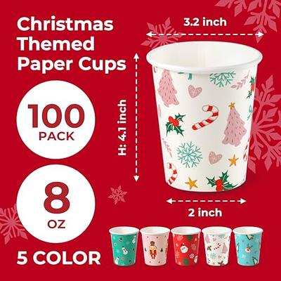 Santa 12oz Disposable Paper Christmas Cups Recyclable with 12-16oz