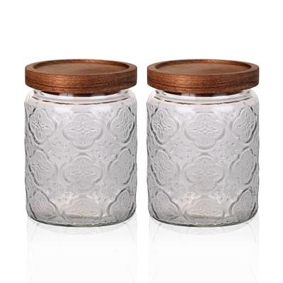 Tzerotone Glass flour Jars with Airtight Lids, 6 Pack Sugar and