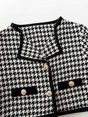 WDIRARA Toddler Girl's 2 Piece Houndstooth Button Front Long Sleeve Round  Neck Jacket and Skirt Outfits Set Black and White 90 - Yahoo Shopping