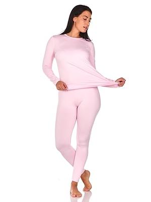 Thermajane Long Johns Thermal Underwear For Women Scoop Neck Fleece Lined  Base Layer Pajama Set Cold Weather