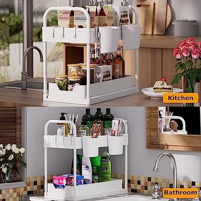 WAKISA 2 Pack Under Sink Organizer, 2 Tier Under Sink Organizers and Storage  Kitchen Cabinet Sink Organizer Shelf Rack with 4 Hanging Cups and 5 Hooks  for Bathroom Kitchen Office Home Storage - Yahoo Shopping