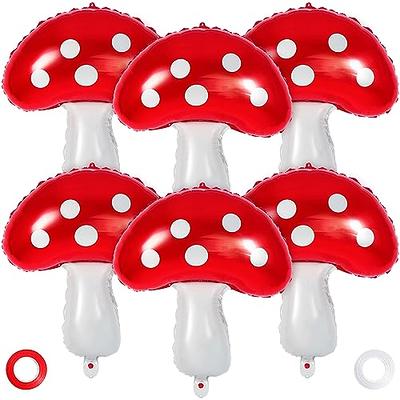 Mushroom Balloons, 6 Pcs Cute Mushroom Foil Balloons, 31 Inch