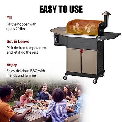 Wood Pellet Grill and Smoker with PID Controller, 8-in-1 Outdoor BBQ Grill  in Black