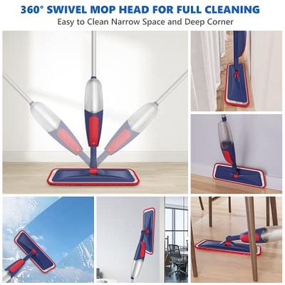 MEXERRIS Microfiber Floor Mop for Hardwood Cleaning - 360 Rotating Dust Wet Mop