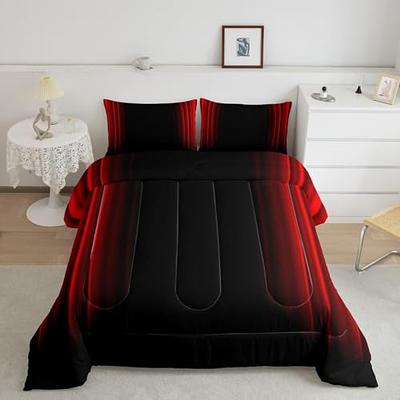 Feelyou Abstract Ombre Comforter Set Kids Teens Red and Black