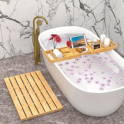 Casafield Bamboo Bathtub Caddy, Adjustable Bath Tray and Tub Organizer