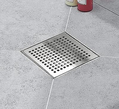 6 Inch Polished Stainless Steel Square Shower Drain with Hair Trap