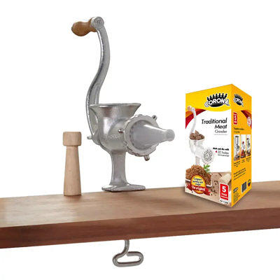 Corona Cast Iron Meat Grinder, Manual Meat Mill, Sausage Stuffer, Clamp Easily on Any Countertop, Gray