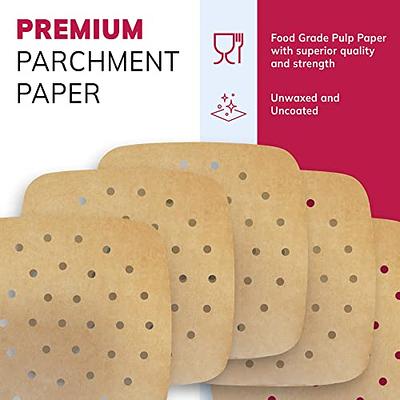 Air Fryer Parchment Paper Liners, 100Pcs Square Air Fryer Liners, 8.5 Inch  Perforated Parchment Paper Sheets for Baking, Parchment Paper for Air Fryer  and Bamboo Steaming Basket 