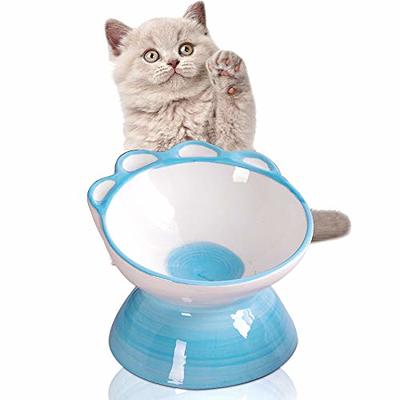 Ceramic Tilted Raised Cat Food and Water Bowl Set, Elevated Stress Free Feeding  Pet Bowl Dish for Cats and Small Dogs, Protect Cat's Spine, White & Grey,  Set of 2 - Yahoo Shopping