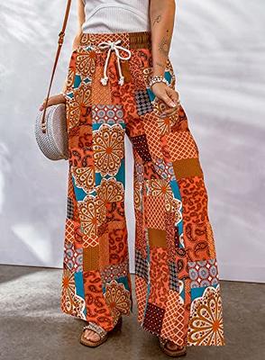  Happy Sailed Womens Boho Print Palazzo Pants Elastic