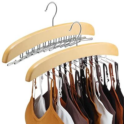Tank Tops Hangers Space Saving - CINKSY Bra Hangers Clothes Organizer with  360° Rotating Hooks Heavy Duty 6 Tier Wooden Closet Storage and Organizer