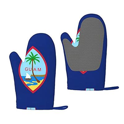 Guam Flag Silicone Oven Mitts Hot BBQ Gloves for Women and Men Set