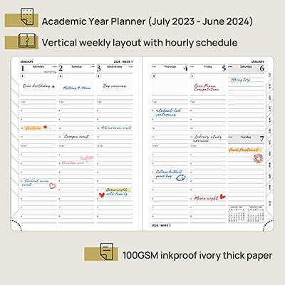 POPRUN Weekly Planner 2023-2024(6.5'' x 8.5'') Academic Planner Weekly and  Monthly (July 23-June 24) Leather Hard Cover, Daily Planner with Hourly  Time Slot, Tabs & Calendar, 100 GSM - Brown - Yahoo Shopping
