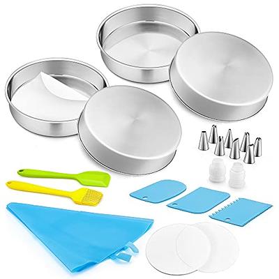 TeamFar Cake Pans, 2 PCS Stainless Steel Round 3 Inch Deep Baking Cake Pans  for Wedding Birthday Party, Non-Toxic & Heavy Duty, Deep Wall & Straight