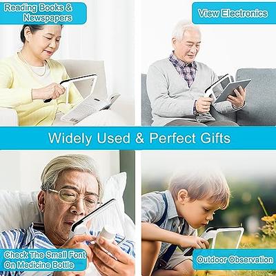 Folding Handheld Magnifying Glass with Light, 3X Large Rectangle Reading  Magnifier with Dimmable LED for Seniors with Macular Degeneration,  Newspaper