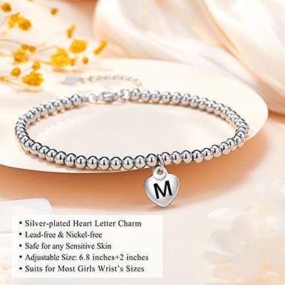 Initial Charm Bracelets for Women Girls, Letter M Initial Bracelets Teenage  Teen Girls Gifts for Jew…See more Initial Charm Bracelets for Women Girls