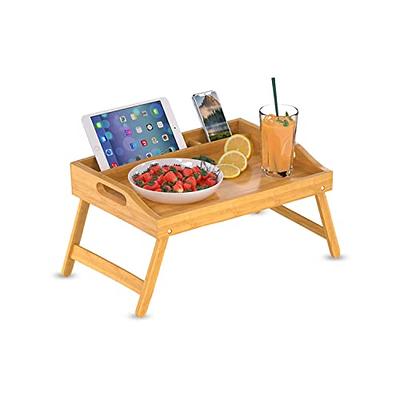  KEEKR Bed Tray Table with Adjustable Height, Foldable Legs &  Leg Locks - Bed Table Tray for Serving Breakfast with Carrying Handles,  100% Made of Bamboo, for Men & Women 