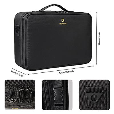 Travel Makeup Bag with Combination Lock Case Large Capacity 3-Layers Train Cosmetic  Case Organizer 16 Inches Waterproof Portable Artist Makeup Storage Bag with  Adjustable Dividers and Shoulder Strap 