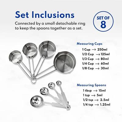 Stainless Steel Measuring Cups and Spoons Set (1 Piece 2-Cup)