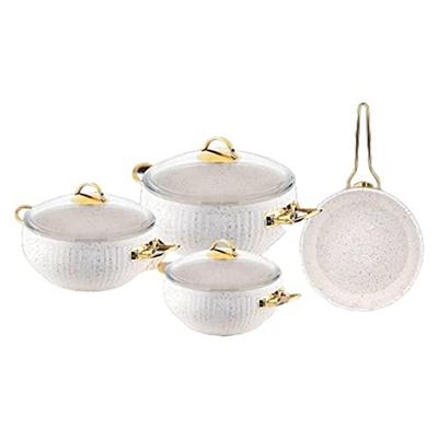 White and Gold Nonstick Pots and Pans Set