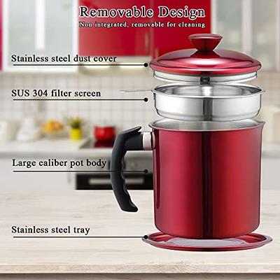 Stainless Steel Bacon Grease Container With Mesh Strainer Screen