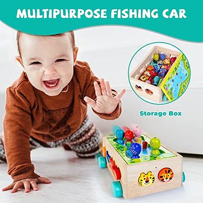 Toddler Montessori Toy Wooden Fishing Game for Kids 1 2 3 Year Old,  Preschool Educational Hand Eye Coordination Skill Activity Learning Toy for