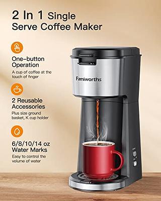 Famiworths Single Serve Coffee Maker for K Cup & Ground Coffee