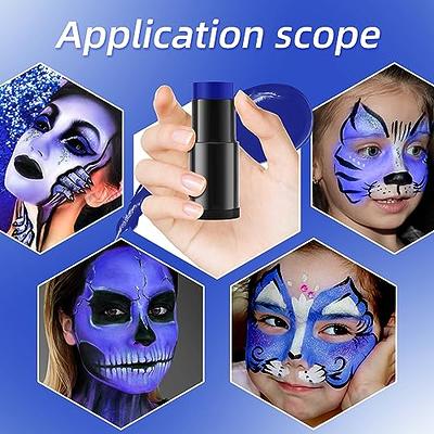 Blue Face Body Paint Sticks for Kids Adults, Oil Based Halloween