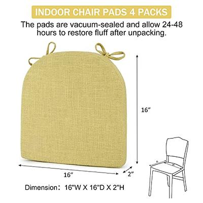 4 Pack: Premium Comfort Non Slip Memory Foam Kitchen & Dining Room Seat/Chair  Cushions - Yellow 