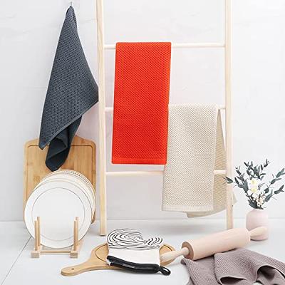 4 Pack of Kitchen Towels - Windowpane Stripes - Soft Cotton 15x25 Dish  Towel Set