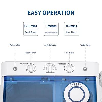 Great Choice Products Twin Tub Washing Machine Lightweight Portable Washer 1300rpm Motor Quick Wash