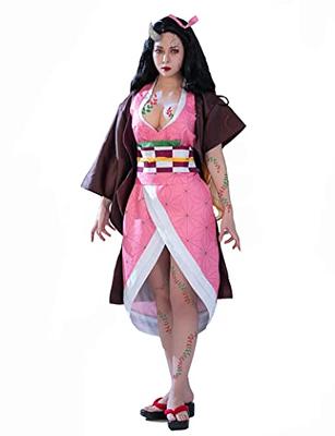 Anime Kamado Nezuko Costume Demon Slayer:Kimetsu No Yaiba Cosplay wig  Costumes