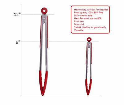 Stainless Steel Kitchen Tongs Set of 2-9 Inch, Locking Metal Food