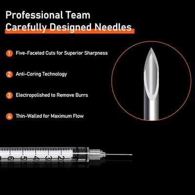 2.5ml Syringe With Needle-25g 1 Inch Needle, Disposable Individual  Package-pack Of 100