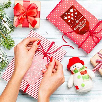 Whaline 120Pcs Christmas Paper Gift Tags Red Green Cartoon Character  Present Tags with 98Ft Twine Rope Cute Xmas Hanging Label Name Tags for  Christmas