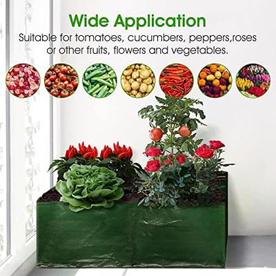 Grow Bag, Fabric Raised Garden Bed, Square Plant Grow Bags, Large Durable Rectangular Reusable Breathe Cloth Planting Container for Vegetable, 4 Grids