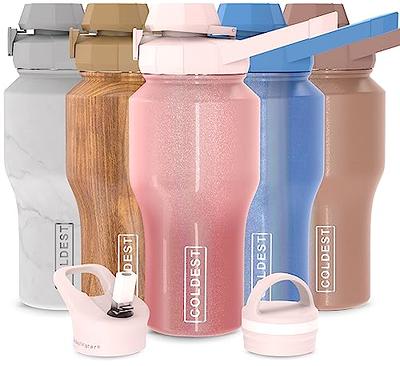 Coldest Sports Water Bottle - 3 Insulated Lids (Chug Lid, Straw Lid, Loop Lid ) Double Walled, Thermo Mug, Metal Canteen (46 oz, Neptune Blue Glitter)