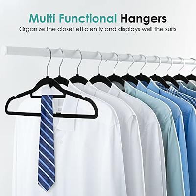 MIZGI Premium Velvet Hangers (50 Pack) Heavy Duty - Non Slip Felt Hangers -  Velvet Suit Hangers White - Chrome Hooks,Space Saving Clothes Hangers