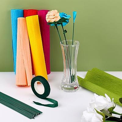 Crepe Paper Flower DIY Kit, 6pcs 35g Crepe Papel Rolls with Green Floral  Tape and 50pcs Floral Iron Wires for Crafting Wedding Birthday Party  Festival