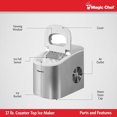 Magic Chef 27 lb. Capacity Portable Countertop Ice Maker, Black (Bullet Ice)  